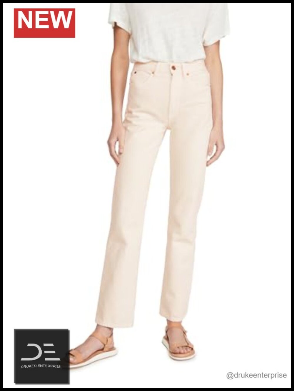 High Rise Straight Leg Non-Stretch Denim Jeans